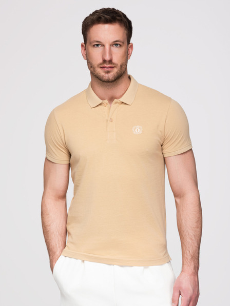 Ombre Clothing Herren-Baumwoll-Poloshirt BASIC - schwarz/weiß/beige V7 OM-POBS-0171 Ombre Clothing