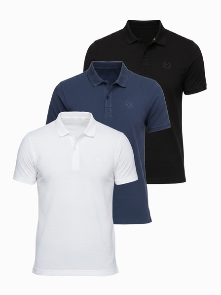 Ombre Clothing Herren-Baumwoll-Poloshirt BASIC - schwarz/dunkelblau/weiß V1 OM-POBS-0171 Ombre Clothing