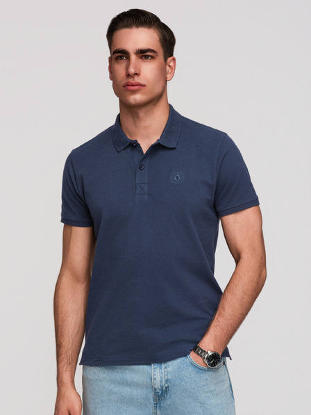 Ombre Clothing Herren-Baumwoll-Poloshirt BASIC - schwarz/dunkelblau/weiß V1 OM-POBS-0171 Ombre Clothing
