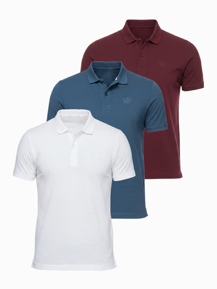 Ombre Clothing Herren-Baumwoll-Poloshirt BASIC - weiß/braun/dunkelblau V4 OM-POBS-0171 Ombre Clothing