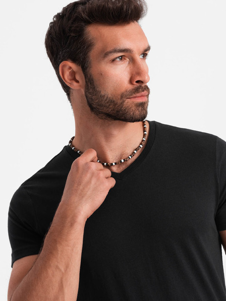 Ombre Clothing Schwarzes Herren-T-Shirt mit V-Ausschnitt Ombre Clothing
