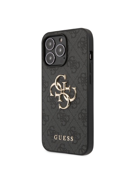 Guess Guess PU 4G Metall-Logo-Rückseite für iPhone 13 Pro Max Grau