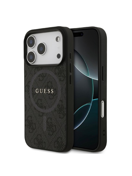 Guess Guess PU Leather 4G Colored Ring MagSafe Rückseitenschutz für iPhone 17 Pro Black