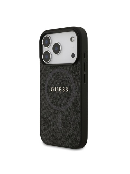 Guess Guess PU Leather 4G Colored Ring MagSafe Rückseitenschutz für iPhone 17 Pro Black
