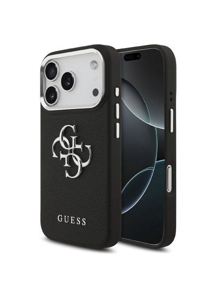 Guess Guess PU Grained 4G Metal Logo Rückseitenschutz für iPhone 17 Pro Black