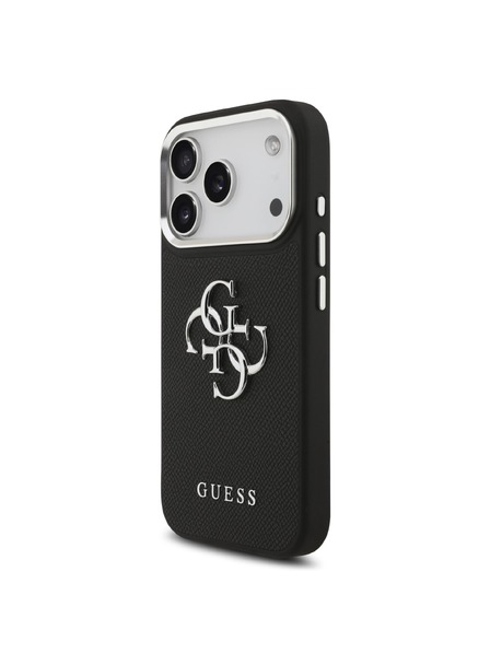 Guess Guess PU Grained 4G Metal Logo Rückseitenschutz für iPhone 17 Pro Black