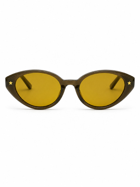 VEYREY VeyRey Damen Cat-Eye Acetat-Polarisationssonnenbrille Aest brauner Rahmen gelbe Gläser