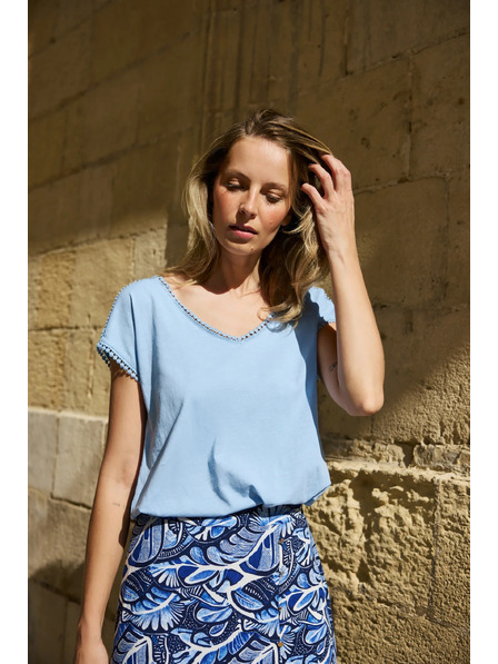 Moodo Bluse aus Baumwolle Blau Moodo