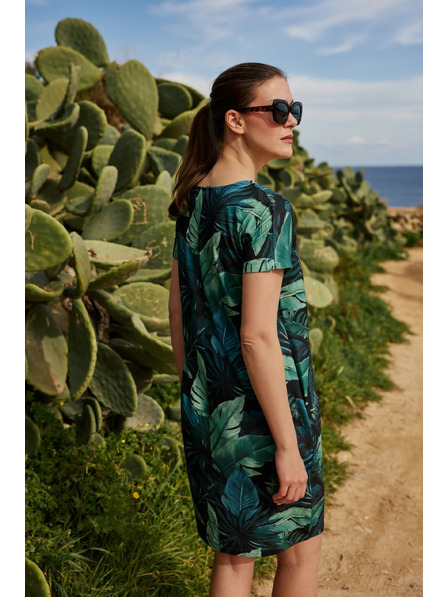 Moodo Gemustertes schwarzes Kleid Moodo