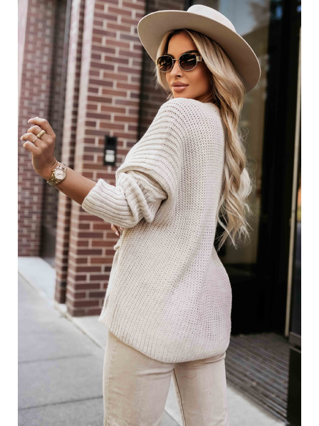 numoco basic Warme Strickjacke mit Taschen und Manschetten an den Ärmeln - Beige