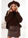 numoco Warmer und robuster Oversized-Rollkragenpullover mit breiten Ärmeln - Schokolade