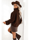 numoco Warmer und robuster Oversized-Rollkragenpullover mit breiten Ärmeln - Schokolade
