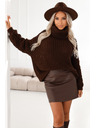 numoco Warmer und robuster Oversized-Rollkragenpullover mit breiten Ärmeln - Schokolade