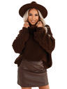 numoco Warmer und robuster Oversized-Rollkragenpullover mit breiten Ärmeln - Schokolade