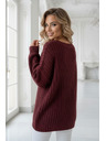 numoco Warmer Oversized-Pullover mit dichtem Stoff und V-Ausschnitt - Weinrot