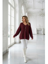 numoco Warmer Oversized-Pullover mit dichtem Stoff und V-Ausschnitt - Weinrot