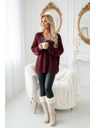 numoco Warmer Oversized-Pullover mit dichtem Stoff und V-Ausschnitt - Weinrot