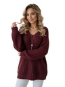 numoco Warmer Oversized-Pullover mit dichtem Stoff und V-Ausschnitt - Weinrot