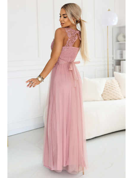 numoco basic Romantisches Hochzeitsmaxikleid mit bestickter Spitze und Tüll - Puderrose