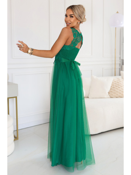 numoco basic Romantisches Hochzeitsmaxikleid mit bestickter Spitze und Tüll - Grün