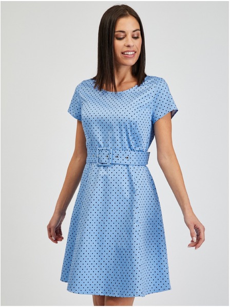 Orsay Blaues Damen Tupfenkleid mit Gürtel ORSAY