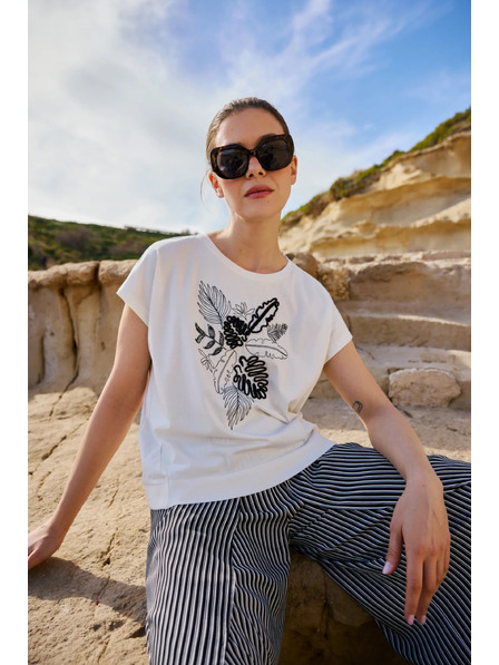 Moodo Bluse mit Applikation weiß Moodo