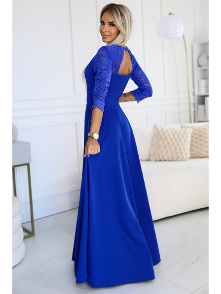 numoco Elegantes langes Spitzenkleid mit Sweetheart-Ausschnitt - blau Numoco AMBER