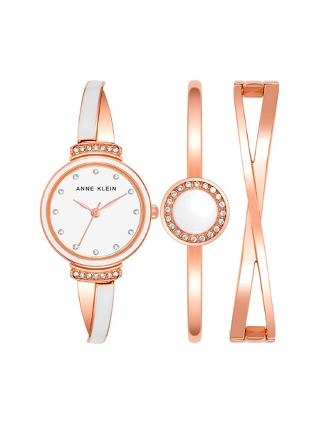 Anne Klein Damen-Geschenkset Uhr und Armbänder Anne Klein AK/3292WTST