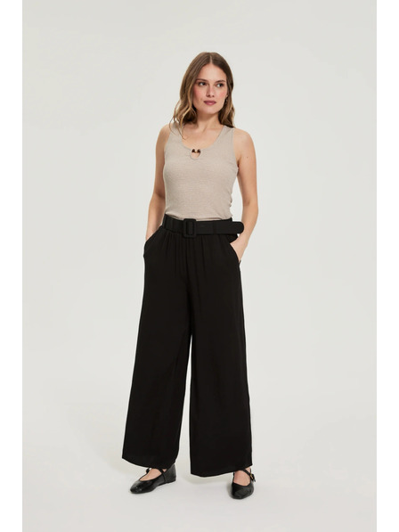Moodo Schwarze Hose mit Gürtel Moodo
