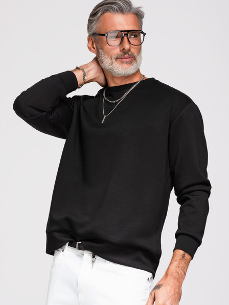 Ombre Clothing Herren-Hoodie mit silbernem und schwarzem Panther-Applikation auf dem Rücken mit Rundhalsausschnitt - Schwarz V1 OM-SSNZ-0274 Ombre Clothing
