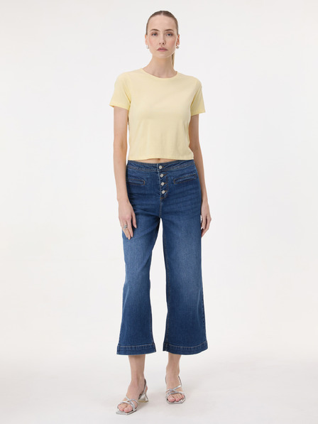 Orsay Gelbes Damen-Crop-T-Shirt mit kurzem Arm ORSAY