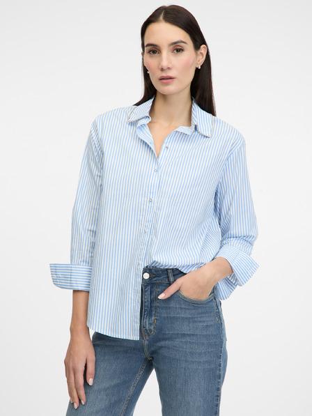 Orsay Hellblaue gestreifte Damenbluse ORSAY