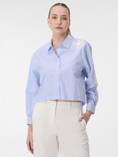 Orsay Hellblaue gestreifte Damen-Bluse mit Applikation ORSAY