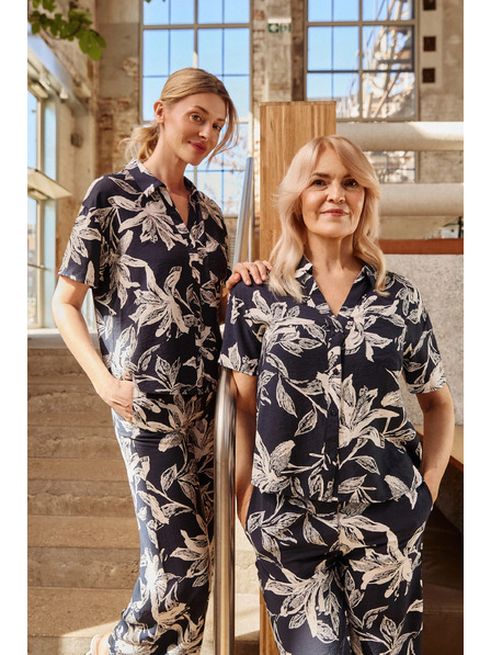 Moodo Bluse mit Blumenmuster dunkelblau Moodo