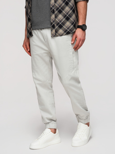 Ombre Clothing Herren Strick-Jogger-Hose mit Beinsteppung - Hellgrau V3 P1521 Ombre Clothing