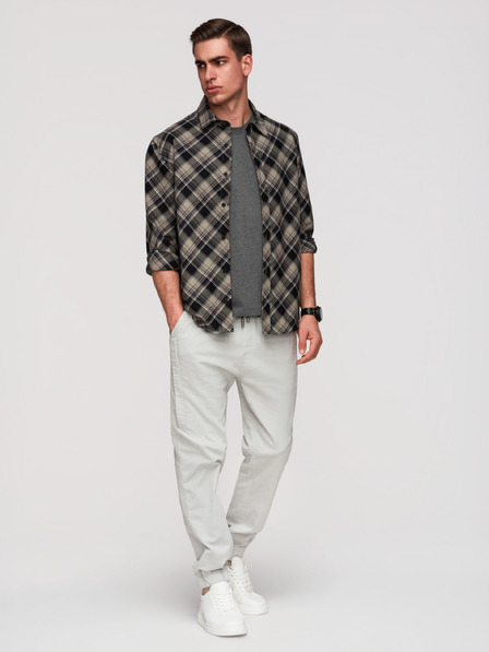 Ombre Clothing Herren Strick-Jogger-Hose mit Beinsteppung - Hellgrau V3 P1521 Ombre Clothing