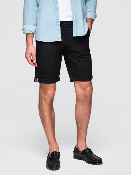 Ombre Clothing Herren klassische Chino-Shorts mit umgeschlagenem Beinsaum - Schwarz V9 W532 Ombre Clothing