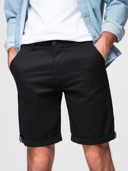 Ombre Clothing Herren klassische Chino-Shorts mit umgeschlagenem Beinsaum - Schwarz V9 W532 Ombre Clothing