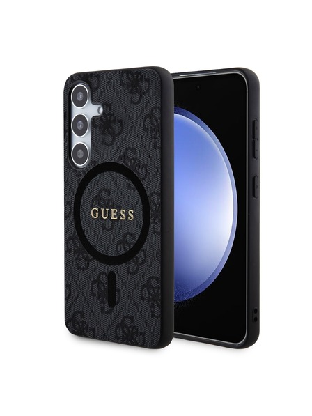 Guess Guess PU Leather 4G Colored Ring MagSafe Rückseitenschutz für Samsung Galaxy S24 Black