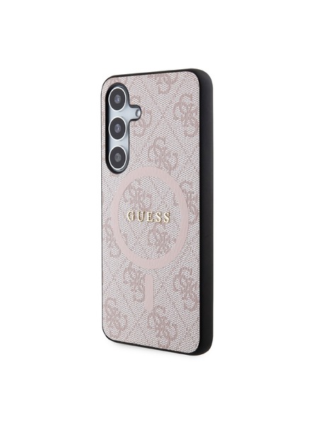 Guess Guess PU Leather 4G Colored Ring MagSafe Rückseitenschutz für Samsung Galaxy S24 Pink