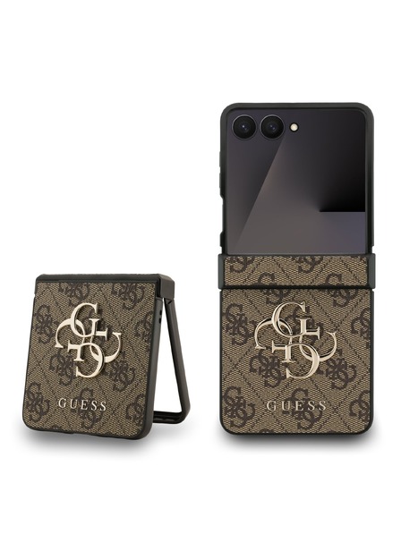 Guess Guess PU 4G Metal Logo Rückseitenschutz für Samsung Galaxy Z Flip 7 Brown