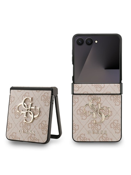 Guess Guess PU 4G Metal Logo Rückseitenschutz für Samsung Galaxy Z Flip 7 Pink