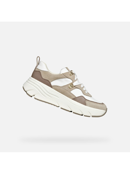 Geox Weiß-beige Damen-Sneaker Geox Diamanta