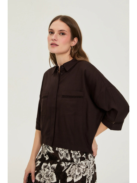 Moodo Braune Viskose-Bluse Moodo