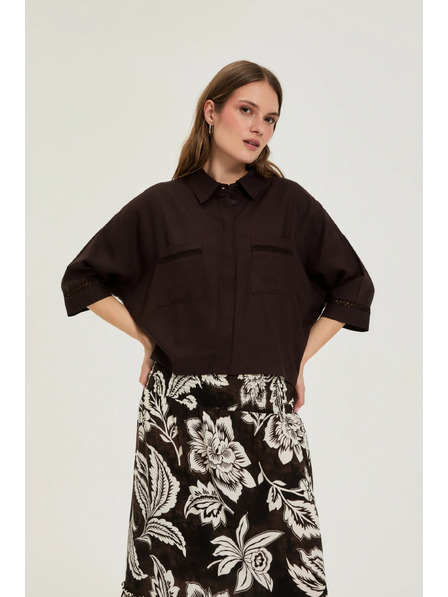 Moodo Braune Viskose-Bluse Moodo