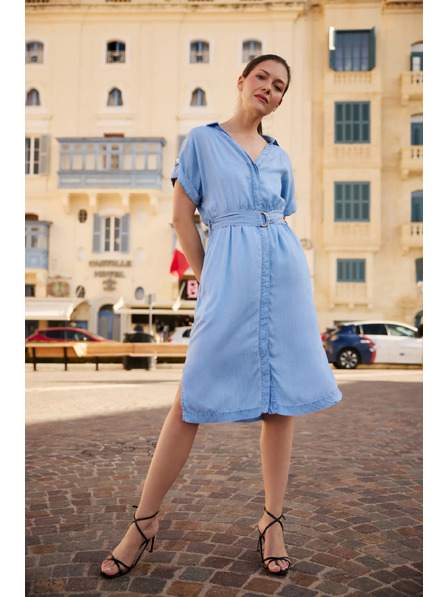 Moodo Kleid mit Gürtel blau Moodo