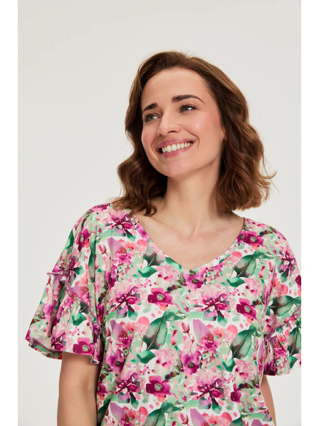 Moodo Rosa Bluse mit Blumenmuster Moodo