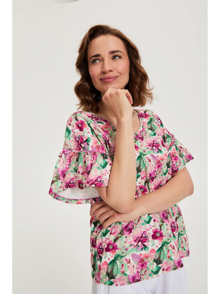 Moodo Rosa Bluse mit Blumenmuster Moodo