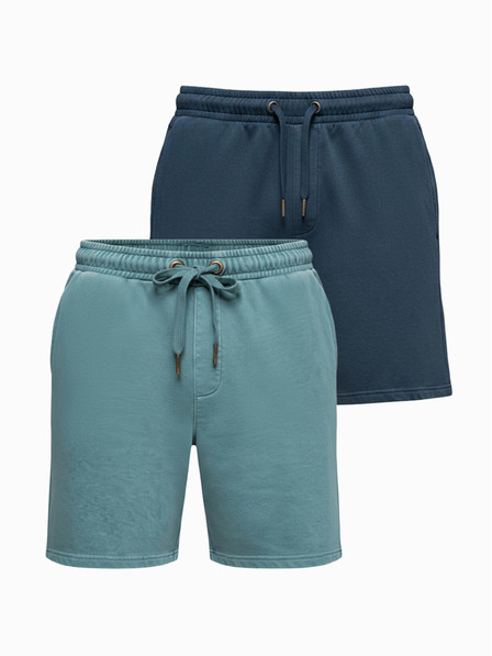 Ombre Clothing Set mit zwei Herren-Trainingshorts mit lockerer Passform - Dunkelblau/Türkis V1 Z126 Ombre Clothing