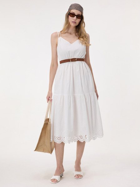Orsay Weißes Damen-Midikleid mit Trägern und Stickerei ORSAY